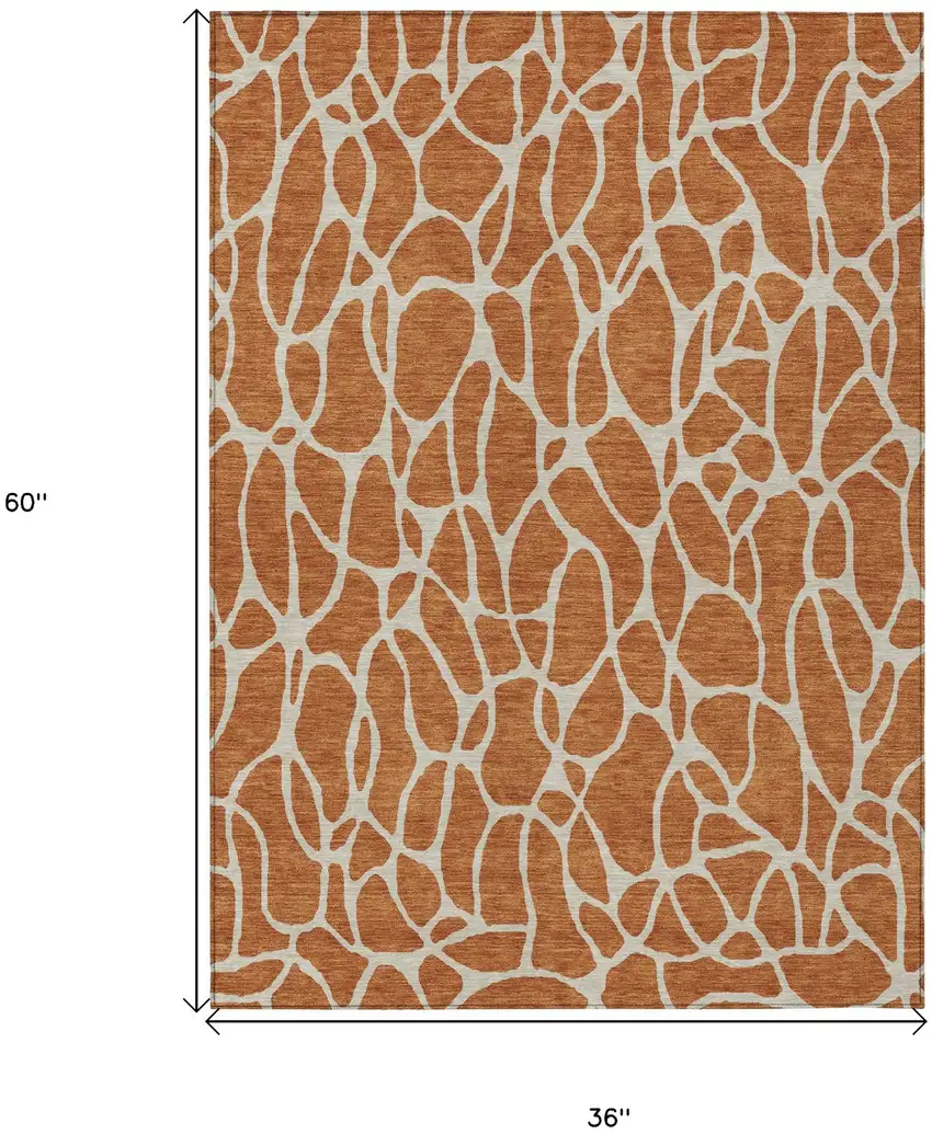 Brown And Beige Geometric Washable Indoor Outdoor Area Rug Photo 3