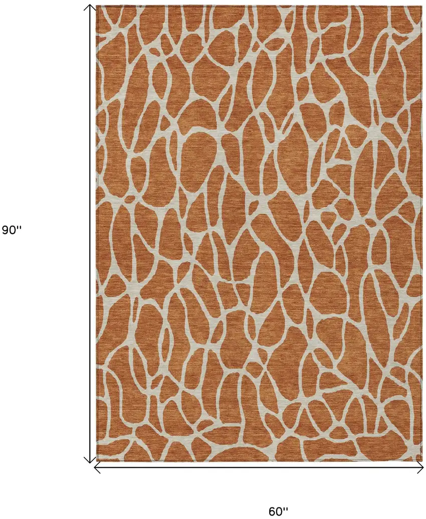 Brown And Beige Geometric Washable Indoor Outdoor Area Rug Photo 3