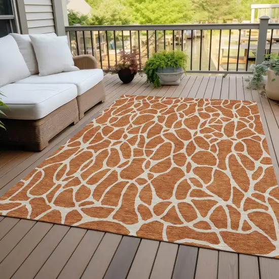 Brown And Beige Geometric Washable Indoor Outdoor Area Rug Photo 6