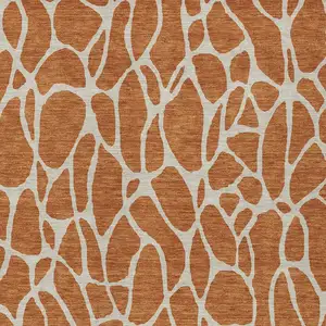 Photo of Brown And Beige Geometric Washable Indoor Outdoor Area Rug