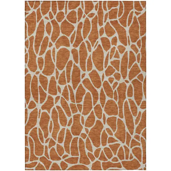 Brown And Beige Geometric Washable Indoor Outdoor Area Rug Photo 2
