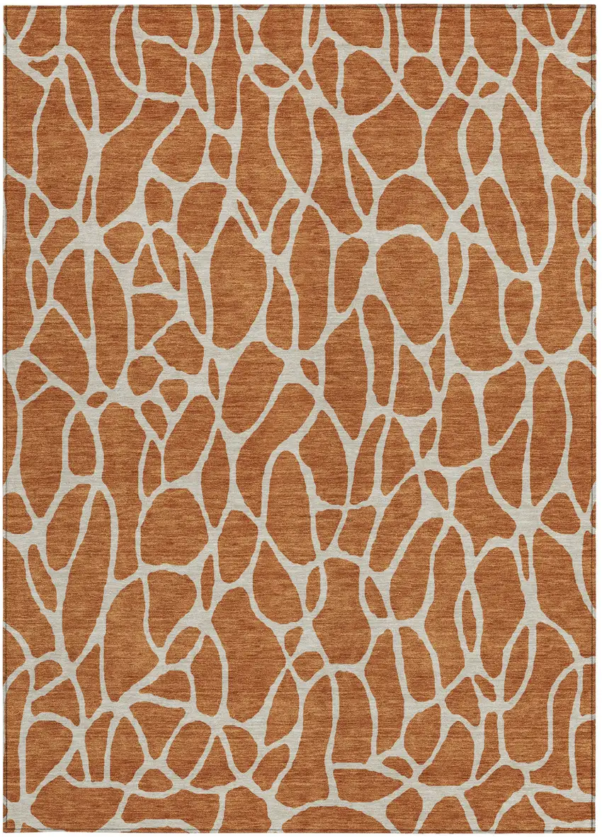 Brown And Beige Geometric Washable Indoor Outdoor Area Rug Photo 7