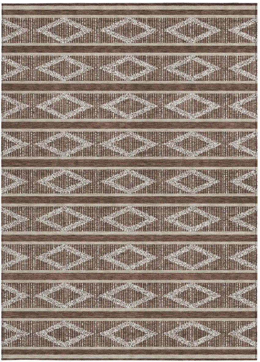 Brown And Beige Geometric Washable Indoor Outdoor Area Rug Photo 8