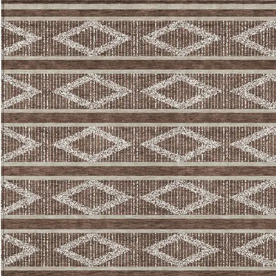 Brown And Beige Geometric Washable Indoor Outdoor Area Rug Photo 7