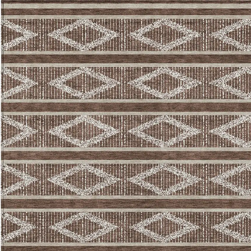 Brown And Beige Geometric Washable Indoor Outdoor Area Rug Photo 7