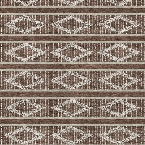 Brown And Beige Geometric Washable Indoor Outdoor Area Rug Photo 7