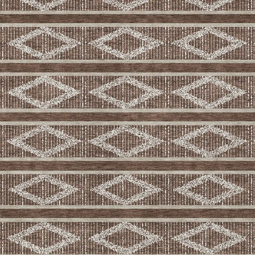 Brown And Beige Geometric Washable Indoor Outdoor Area Rug Photo 7