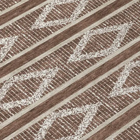 Brown And Beige Geometric Washable Indoor Outdoor Area Rug Photo 6