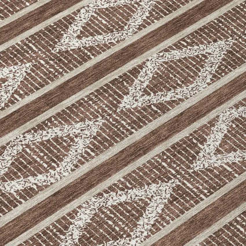 Brown And Beige Geometric Washable Indoor Outdoor Area Rug Photo 6