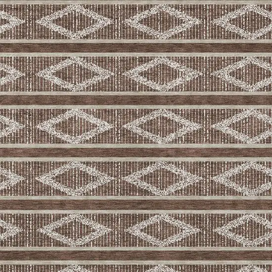 Brown And Beige Geometric Washable Indoor Outdoor Area Rug Photo 7