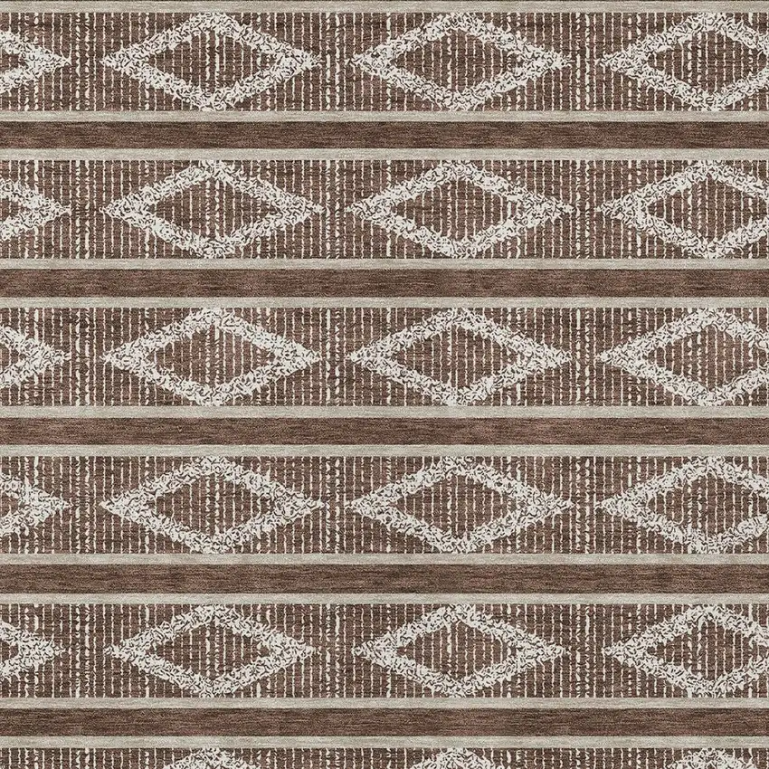 Brown And Beige Geometric Washable Indoor Outdoor Area Rug Photo 7