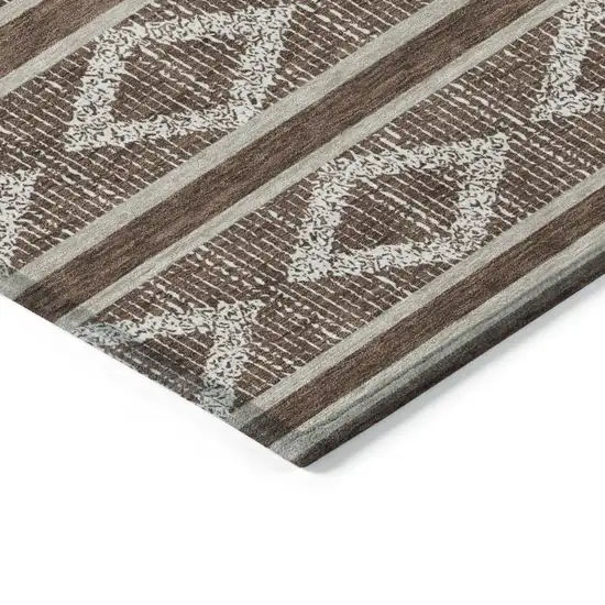 Brown And Beige Geometric Washable Indoor Outdoor Area Rug Photo 5