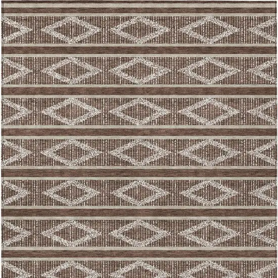 Brown And Beige Geometric Washable Indoor Outdoor Area Rug Photo 8