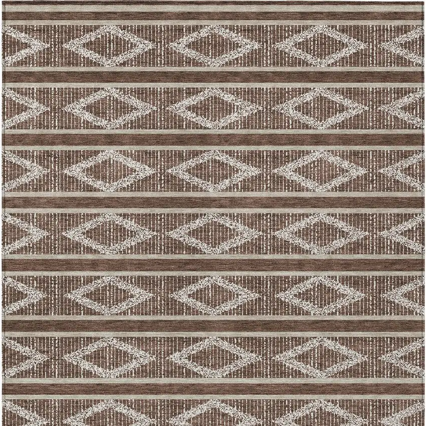 Brown And Beige Geometric Washable Indoor Outdoor Area Rug Photo 8