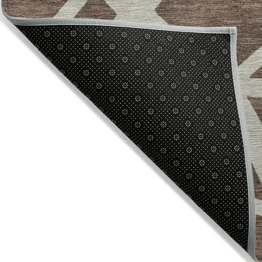 Brown And Beige Geometric Washable Indoor Outdoor Area Rug Photo 5