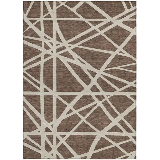 Brown And Beige Geometric Washable Indoor Outdoor Area Rug Photo 7