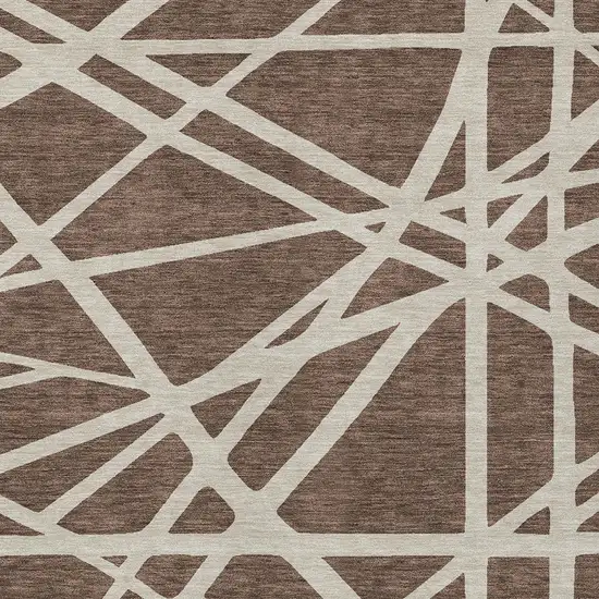 Brown And Beige Geometric Washable Indoor Outdoor Area Rug Photo 6