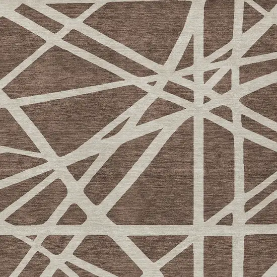 Brown And Beige Geometric Washable Indoor Outdoor Area Rug Photo 6