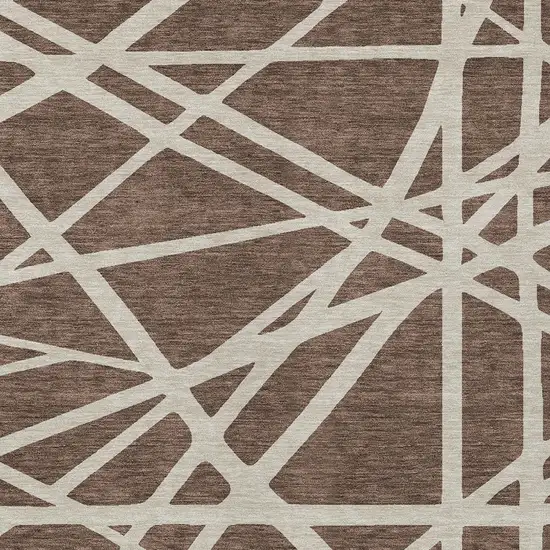 Brown And Beige Geometric Washable Indoor Outdoor Area Rug Photo 6