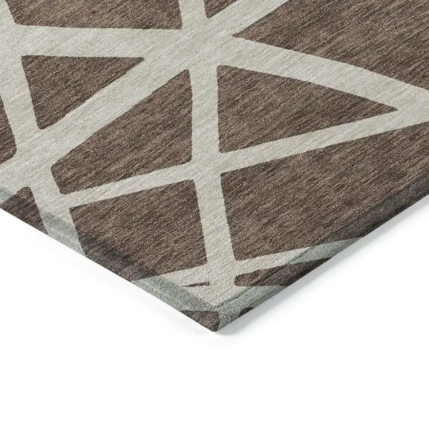 Brown And Beige Geometric Washable Indoor Outdoor Area Rug Photo 4