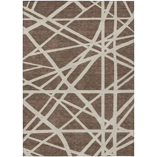 Brown And Beige Geometric Washable Indoor Outdoor Area Rug Photo 2