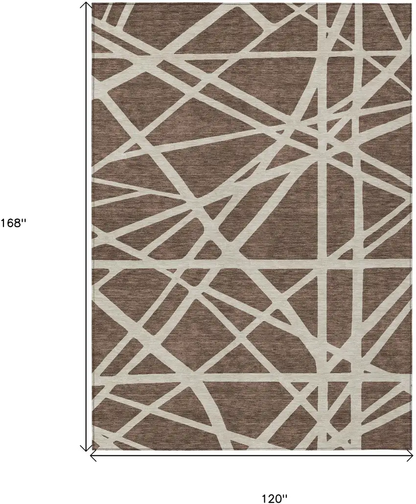 Brown And Beige Geometric Washable Indoor Outdoor Area Rug Photo 3