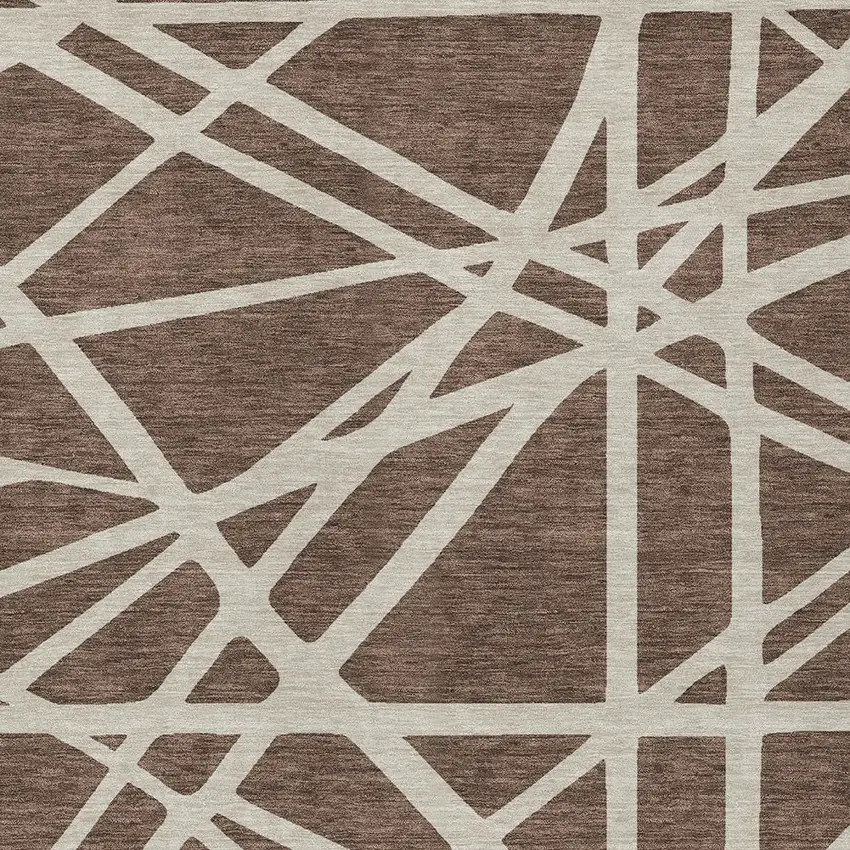 Brown And Beige Geometric Washable Indoor Outdoor Area Rug Photo 6