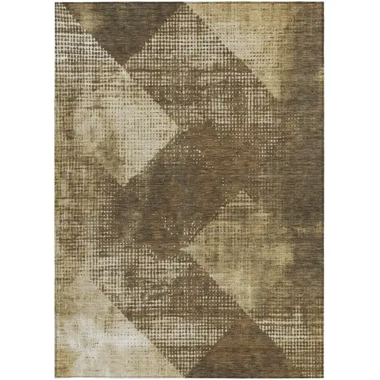 Brown And Beige Geometric Washable Indoor Outdoor Area Rug Photo 5