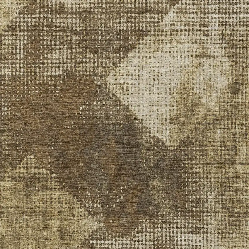 Brown And Beige Geometric Washable Indoor Outdoor Area Rug Photo 5