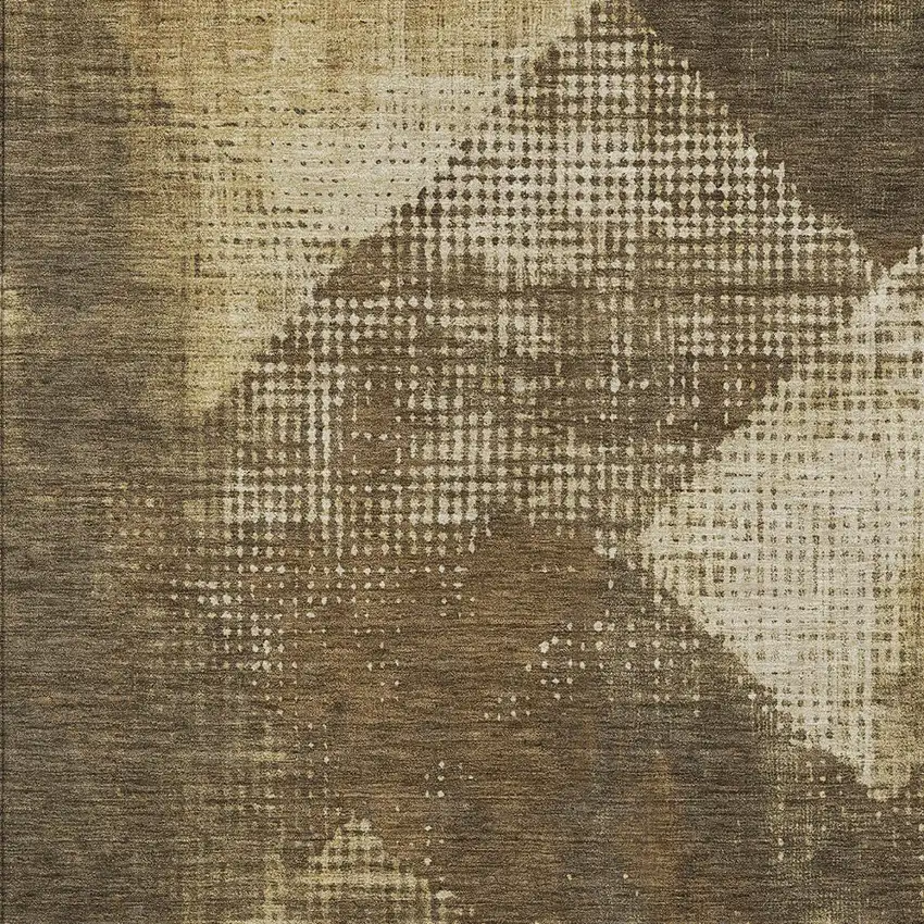 Brown And Beige Geometric Washable Indoor Outdoor Area Rug Photo 5