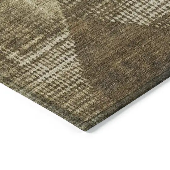 Brown And Beige Geometric Washable Indoor Outdoor Area Rug Photo 4
