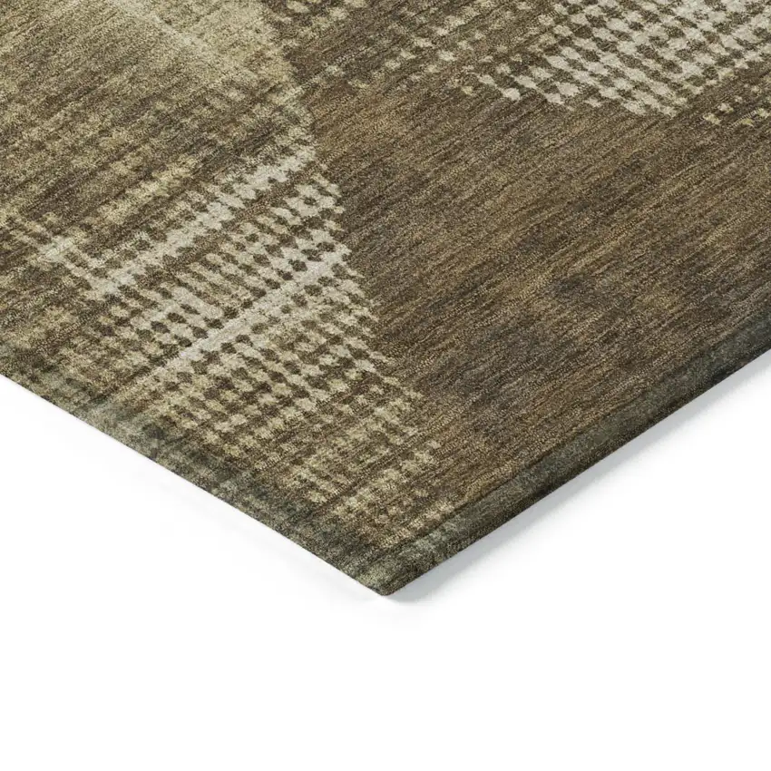 Brown And Beige Geometric Washable Indoor Outdoor Area Rug Photo 4