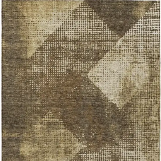 Brown And Beige Geometric Washable Indoor Outdoor Area Rug Photo 6