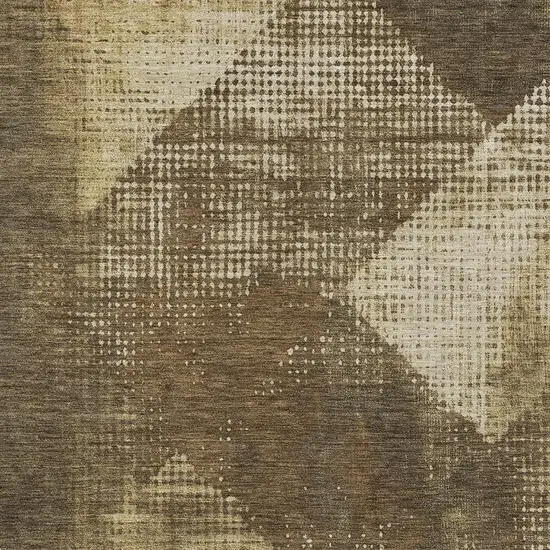 Brown And Beige Geometric Washable Indoor Outdoor Area Rug Photo 5