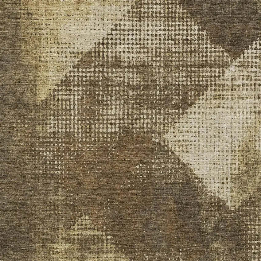 Brown And Beige Geometric Washable Indoor Outdoor Area Rug Photo 5