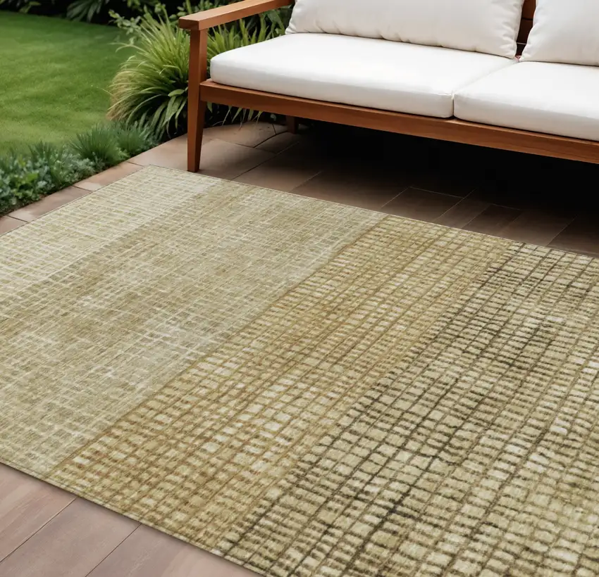 Brown And Beige Geometric Washable Indoor Outdoor Area Rug Photo 2