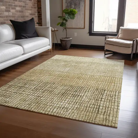 Brown And Beige Geometric Washable Indoor Outdoor Area Rug Photo 7