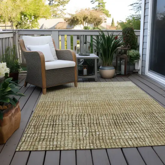 Brown And Beige Geometric Washable Indoor Outdoor Area Rug Photo 9