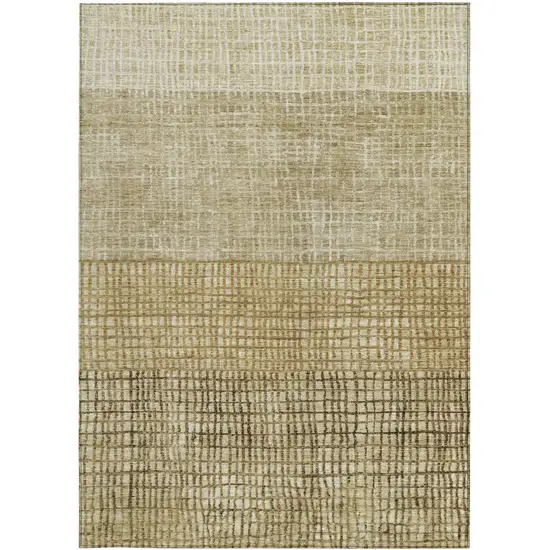 Brown And Beige Geometric Washable Indoor Outdoor Area Rug Photo 4