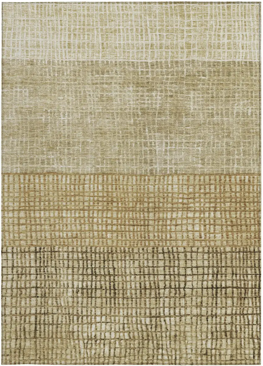 Brown And Beige Geometric Washable Indoor Outdoor Area Rug Photo 4