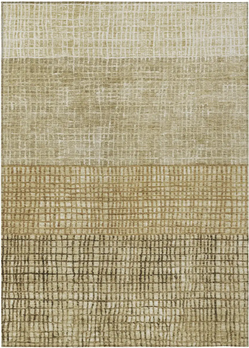 Brown And Beige Geometric Washable Indoor Outdoor Area Rug Photo 1