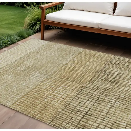 Brown And Beige Geometric Washable Indoor Outdoor Area Rug Photo 2