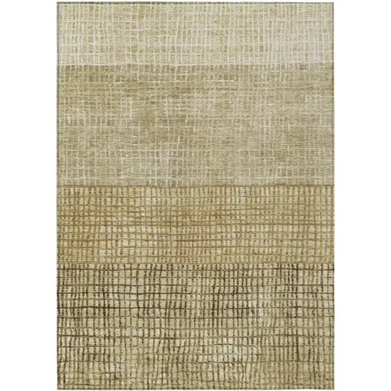 Brown And Beige Geometric Washable Indoor Outdoor Area Rug Photo 1