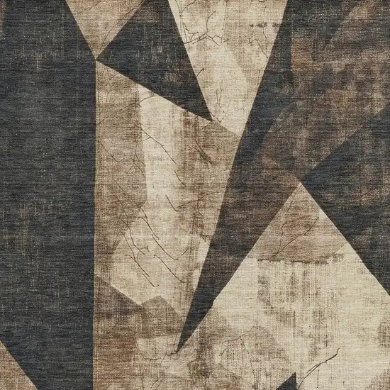 Brown And Beige Geometric Washable Indoor Outdoor Area Rug Photo 3