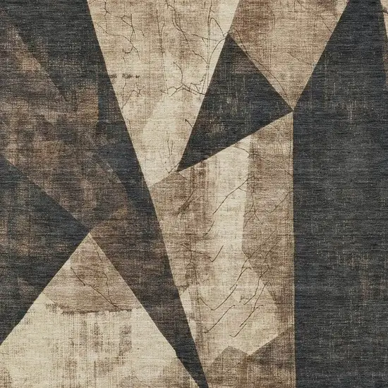 Brown And Beige Geometric Washable Indoor Outdoor Area Rug Photo 3