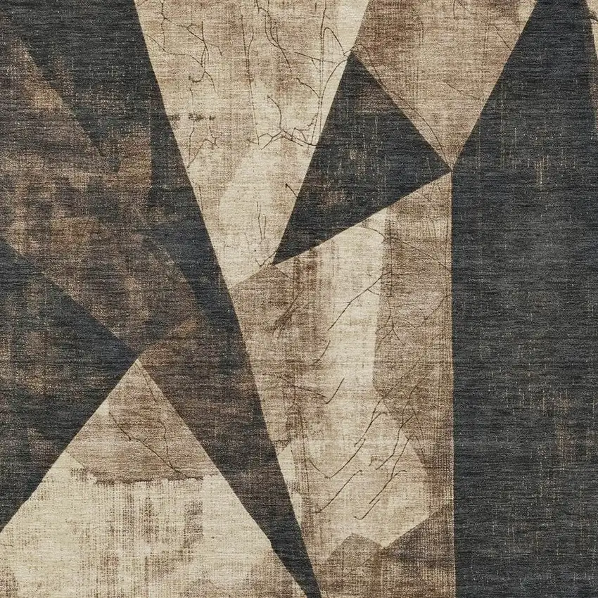 Brown And Beige Geometric Washable Indoor Outdoor Area Rug Photo 3