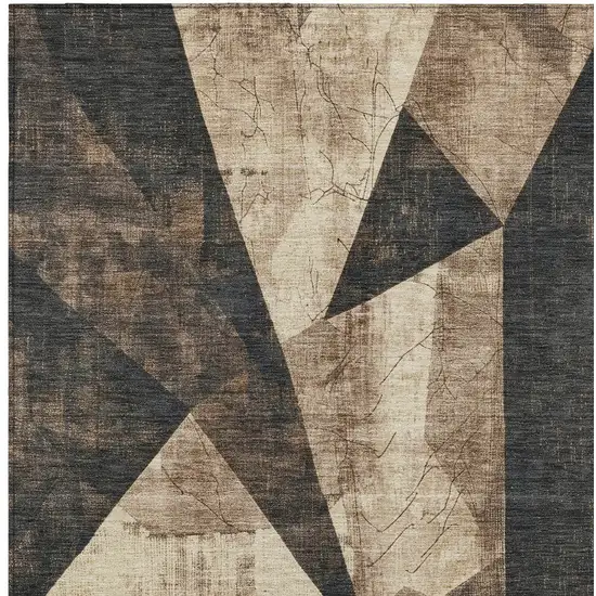 Brown And Beige Geometric Washable Indoor Outdoor Area Rug Photo 9
