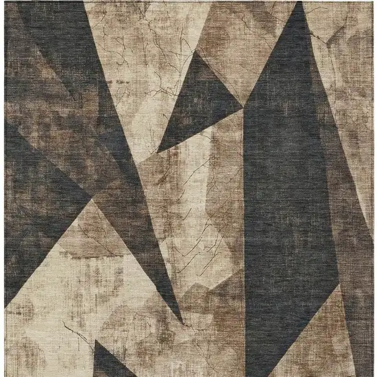 Brown And Beige Geometric Washable Indoor Outdoor Area Rug Photo 3