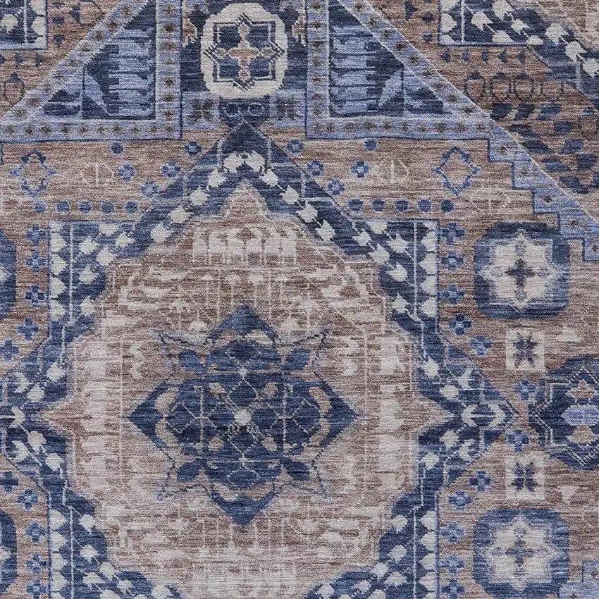 Brown And Beige Geometric Washable Indoor Outdoor Area Rug Photo 4