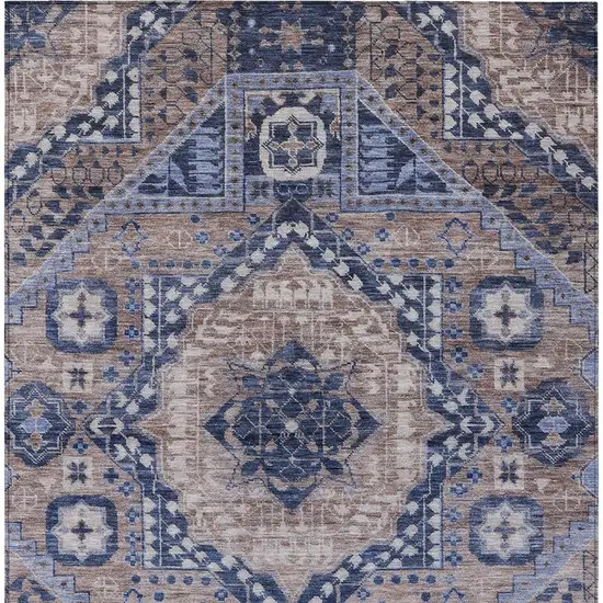 Brown And Beige Geometric Washable Indoor Outdoor Area Rug Photo 9